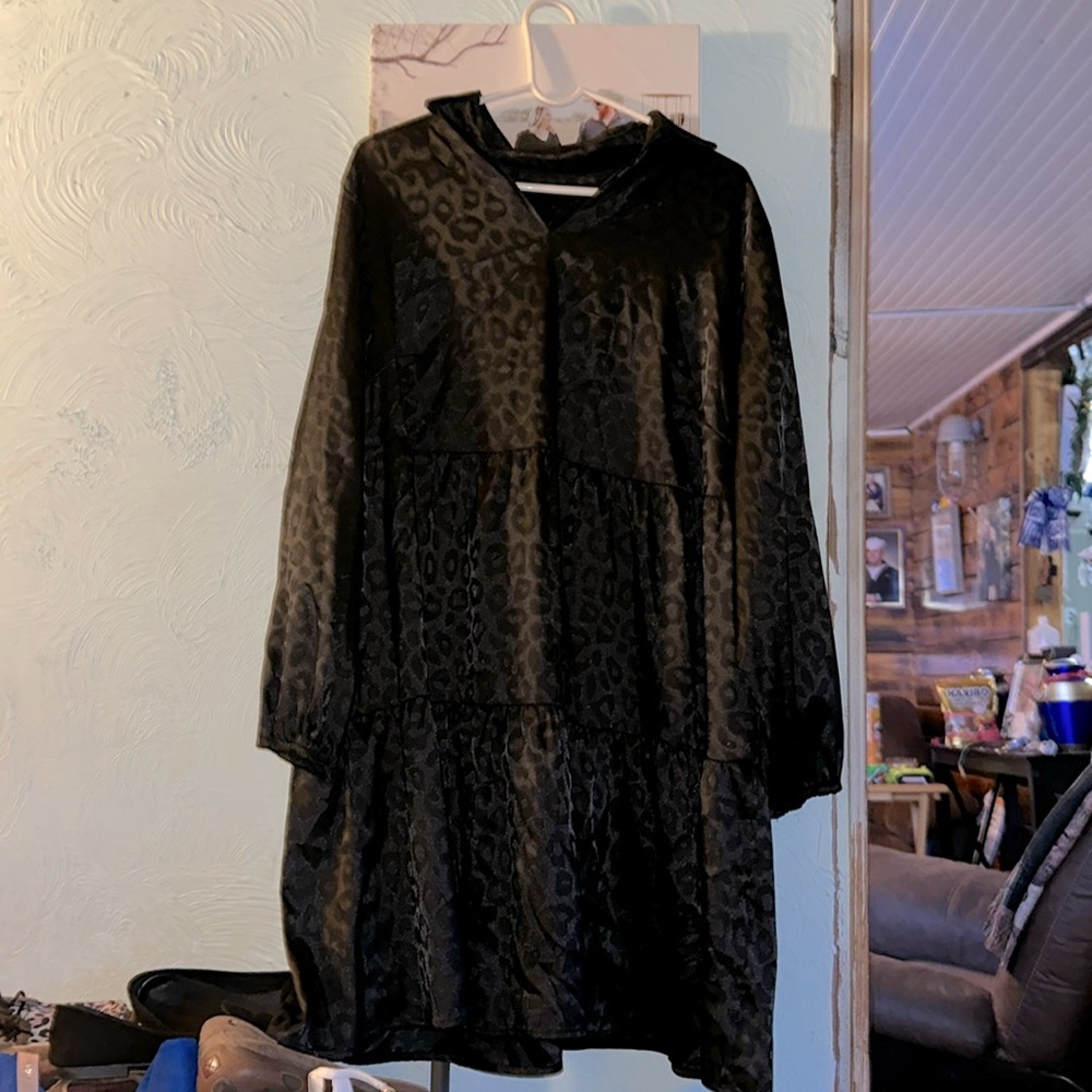 Black cheetah print dress